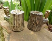 Pair of Vintage Pewter Owl Candle Holders