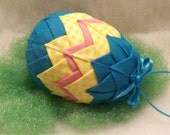 Quilted Ornament Easter Egg Traditional Stripes