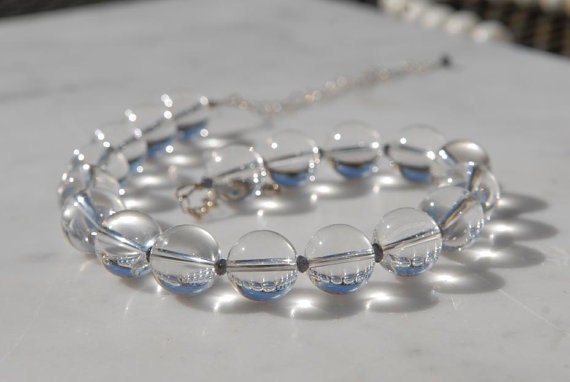 Clear Quartz and Iolite Chunky, Elegant Necklace