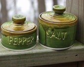 Salt & Pepper Lidded Salt Jar Set, Spice jars-Ready to Ship