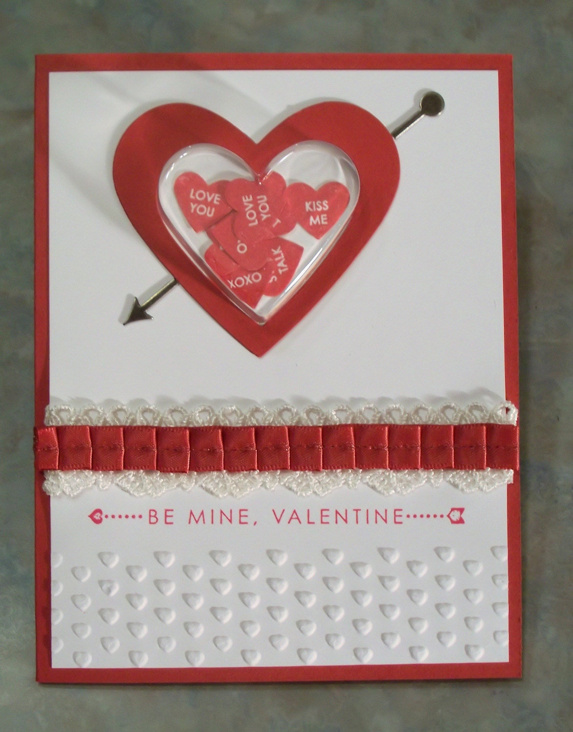 Valentine Shaker Card using Stampin Up Candy Conversations