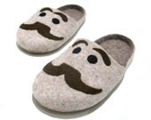 Felted slippers "Men with mustache"