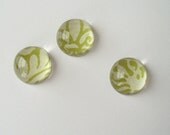 Green Bubble Magnets, Fridge Magnet Set, Acrylic Cabochons, Green Swirls