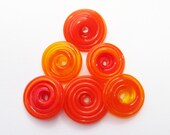Shades of Orange Glass Disks - 6 Handmade Lampwork Beads SRA