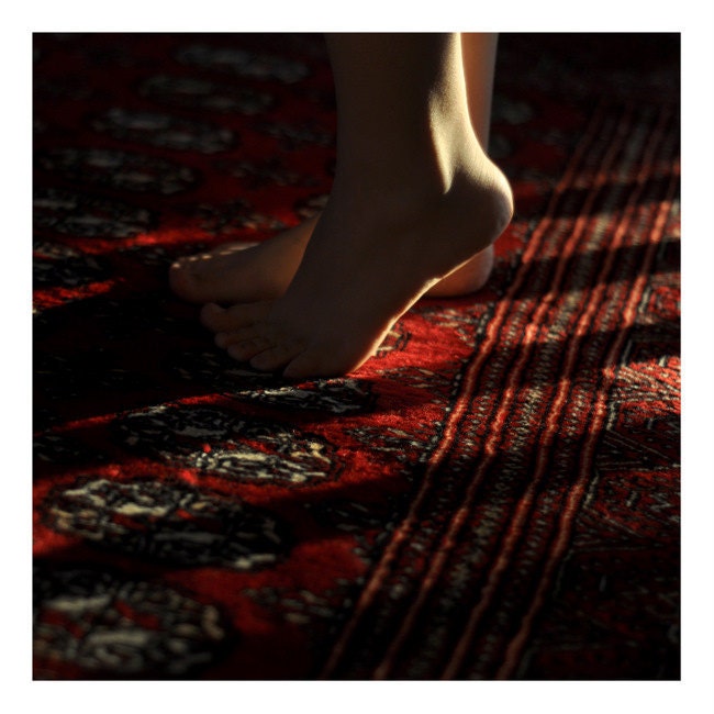 Feet and Red Rug - 8x8 Fine Art Photograph