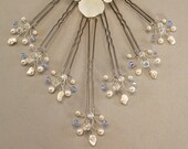 Something Blue Wedding Hair Accessories, Light Sapphire Crystal Handwired Bridal Hair Pins, Custom Wedding Hair Pins