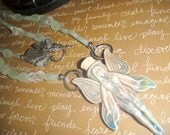 ON SALE For the Love of a Fairy              (Ceramic Fairy Bottle and Green Jade Leaves)