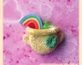 Lucky Pot' O Gold polymer clay bead/charm/bow center