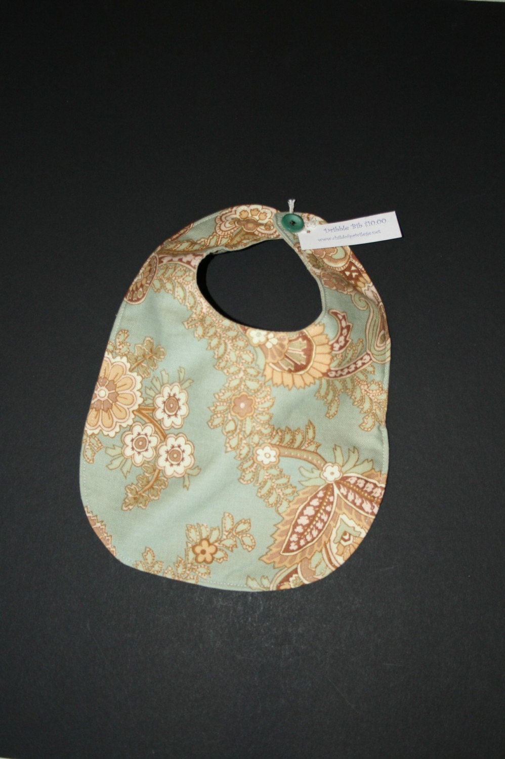 Soft Blue and Cream Paisley Dribble Bib