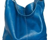 Last One - leather carry all - Ton Sai in Cerulean Blue - Large Luxurious Leather Tote in Candy Blue
