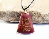 Tao - The Way of Nature - Engraved Stone Pendant - Picasso Jasper