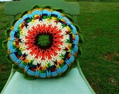 Vintage Multicolored Knit Round Pillow