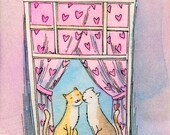 Original ACEO Painting -- Window kiss