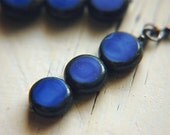 Geometric Cobalt Blue Glass Dangle Earrings - Cobalt.