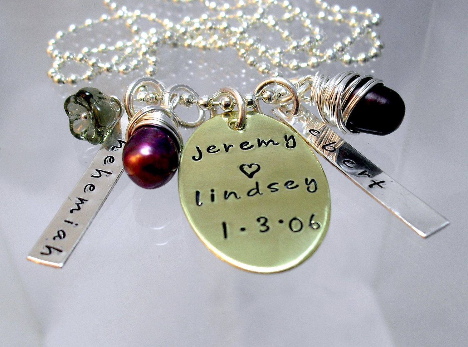 Sterling Silver Tags Hand Stamped Disc Mommy Necklace Oval Pendant Mixed Metal Jewelry for Mom