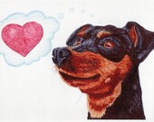 Dog Heart Card, Miniature Pinscher, 5x7 Art Print
