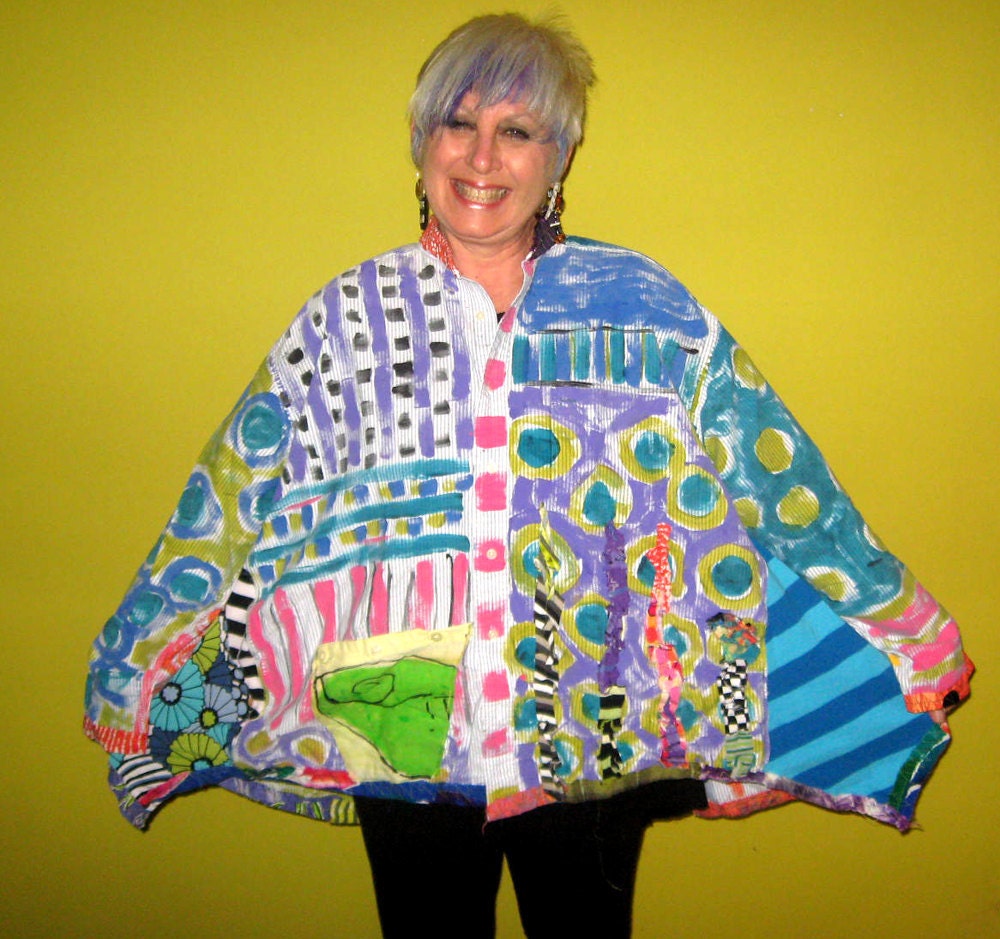 Hand Painted upcycled Bobby Shirt one size fits most Plus size