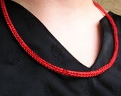 UNISEX - RED 24 Inch Viking Knit Necklace - Single Weave with Five Loops