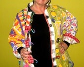 hand Painted bobby Shirt jacket upcycled cotton plus size