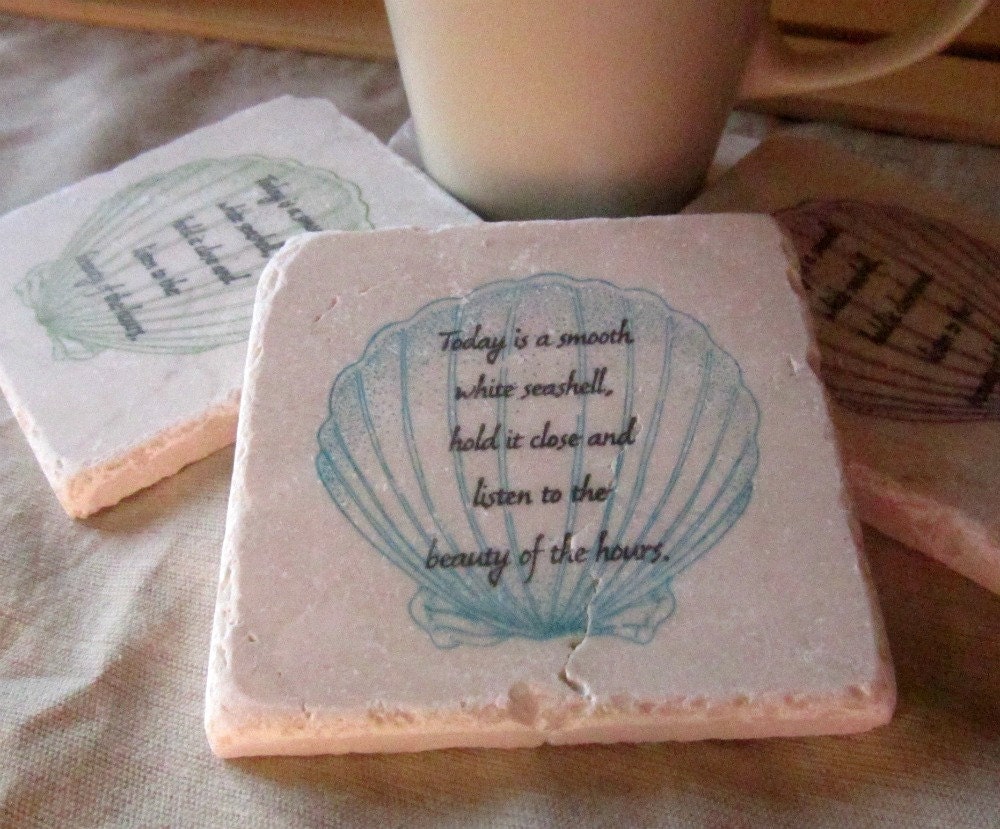 Seashell Coasters, Set of 4, Ready to Ship