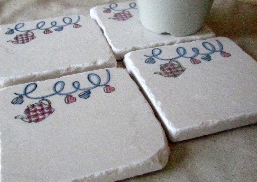 Teacup Coasters, Set of 4, Ready to Ship