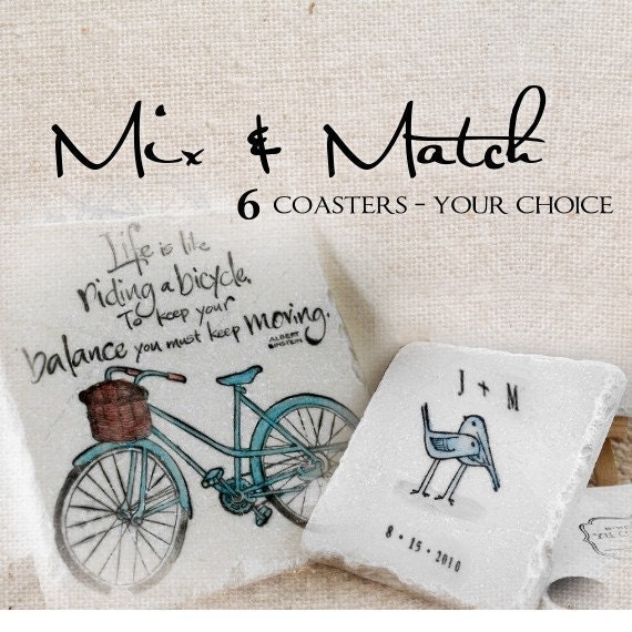 Mix and Match 6 Painted Tile Coasters of Your Choice, Great Hostess Gift