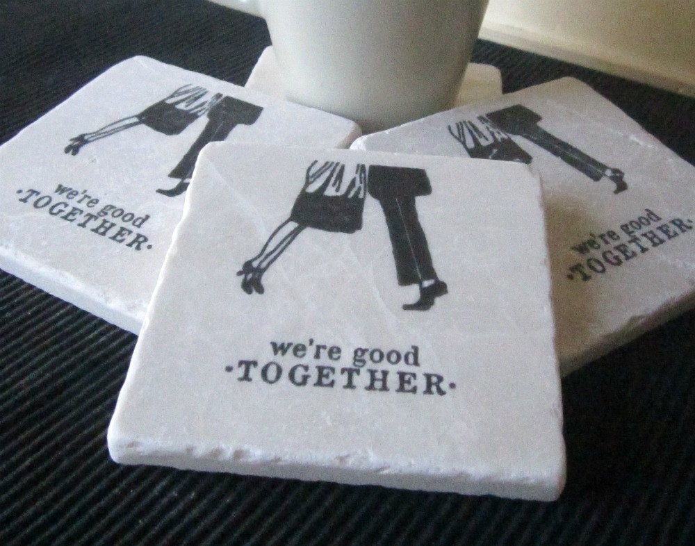 Good Together Tile Coasters, Set of 4, Ready to Ship