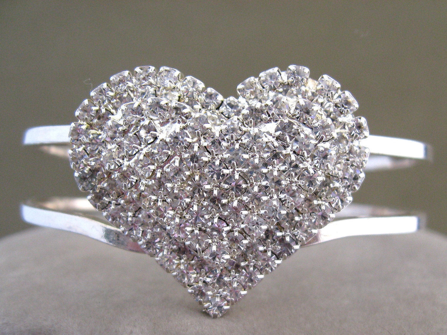 Rhinestone Heart Cuff Bracelet
