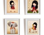 Girls room decor wall hanging art prints nursery wall art elephant owl bunny animals children bedroom posters