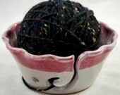 Weathered Burgundy and White Crochet or Knitting Bowl Gift for Her