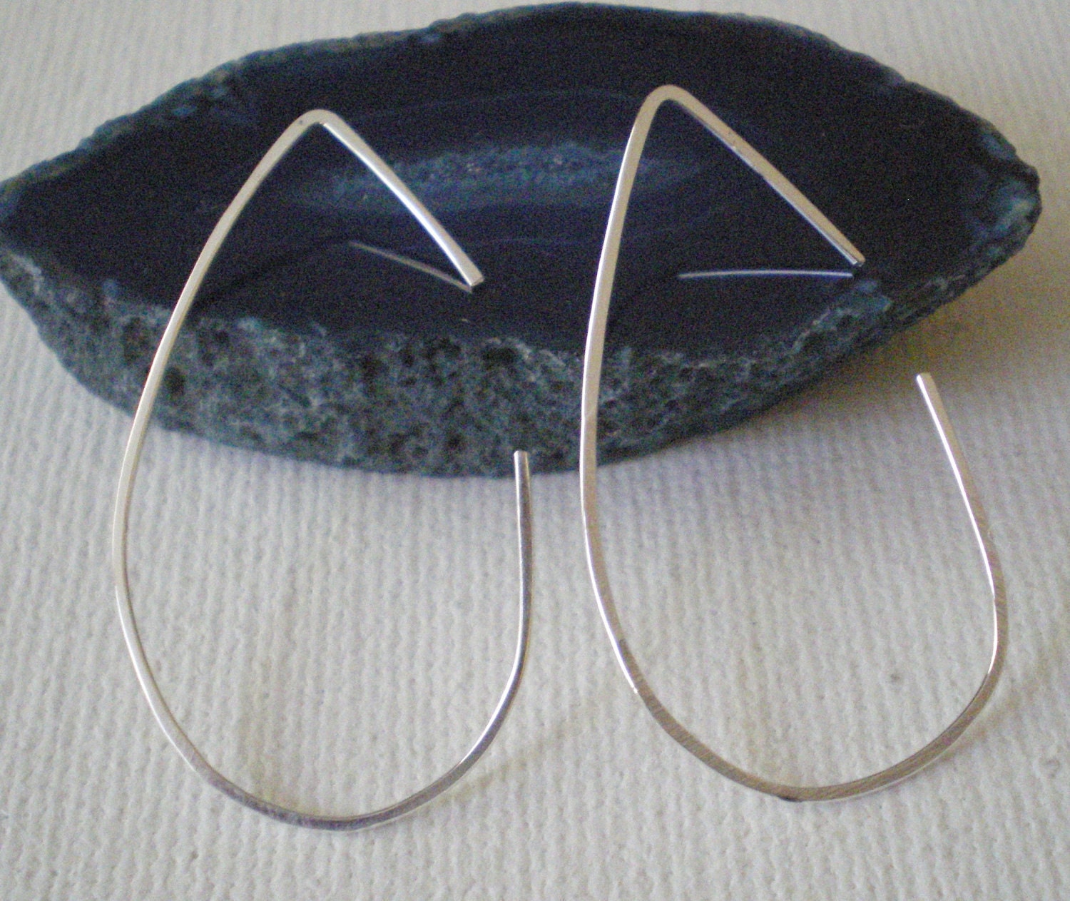 Simple Sterling Silver Teardrop Hoops, Gift Under 25, Fashion