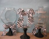 3 upcycled Black white Zebra Candy buffet jars ... Wedding candy bar