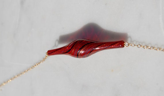 Red Valentine Tube Glass Necklace