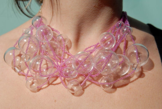 Pretty in Pink - Airy & Romantic Hand Blown Glass Float Easter Necklace