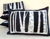 custom birch tree pillow cover -- personalized with your initials - cozyblue
