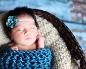 Baby Blanket, Baby Wrap, Newborn Photo Prop in Teal 14" x 22"