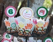 Printable- Girly Farmer Birthday Party Collection- 2inches circles-personalized by Little things Creations - Littlethingscreation