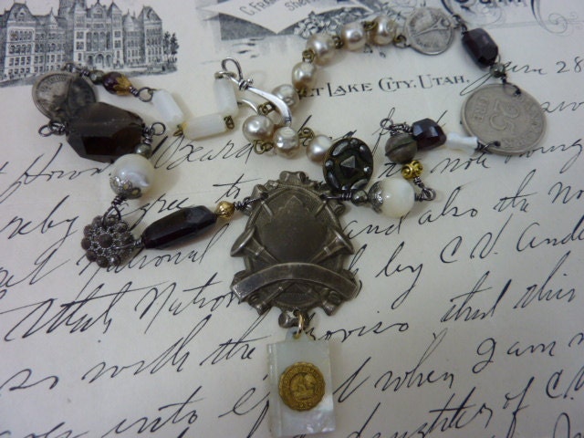 MOTHER of PEARL BOOK Baltimore 1932  vintage  assemblage necklace