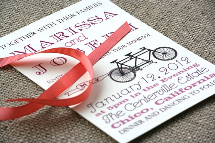 Vintage Bicycle Wedding Invitation: tandem bike, full stationery suite available