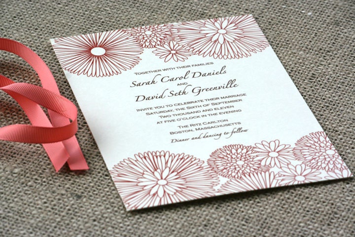 Rustic Modern and Elegant Floral Wedding Invitation: Crisp, Beautiful, customized colors of your choice