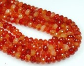 Premium CARNELIAN 8mm Faceted RONDELLE beads Red Orange Yellow Multi color - full strand