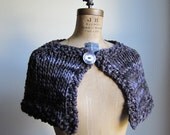 Knit Capelet Dark Brown. Grey.