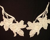 Dress It Up -  Vintage Beaded and Pearl White Wedding  Appliques - Collar - 1 Set (T)