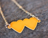 Neon Double Heart Charm Necklace - Orange, Green, or Yellow - diamentdesigns
