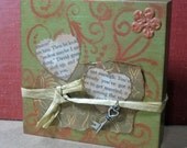 Key to My Heart Original Art Block Vintage Paper Collage