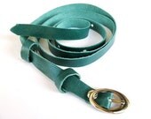 SUPER SKINNY Leather BELT in Eco Green Chic - Free Shipping