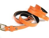 DOUBLE WRAP SKINNY Leather Belt in Orange Juice