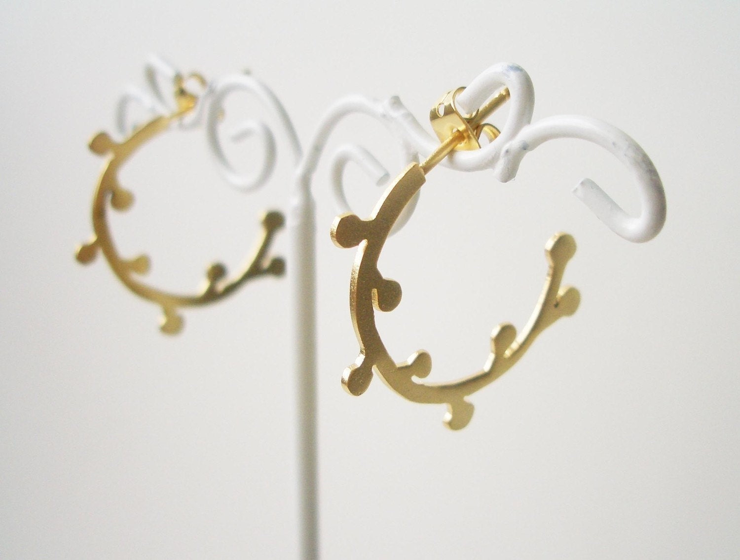 Seedling Branch Hoop Earrings in Gold