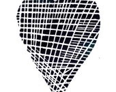 Lino Print - Fabric of the Heart -  Linoleum Art Print black