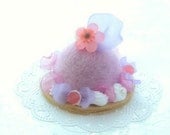 Fake pastry cake, dome shaped needle felted cake, purple & pink color